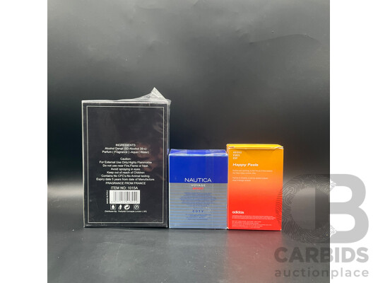ADIDAS Happy Feels 100ML , ONYX ODYSSEY 100ML , NAUTICA Voyage Sport 100ML - Lot of 3