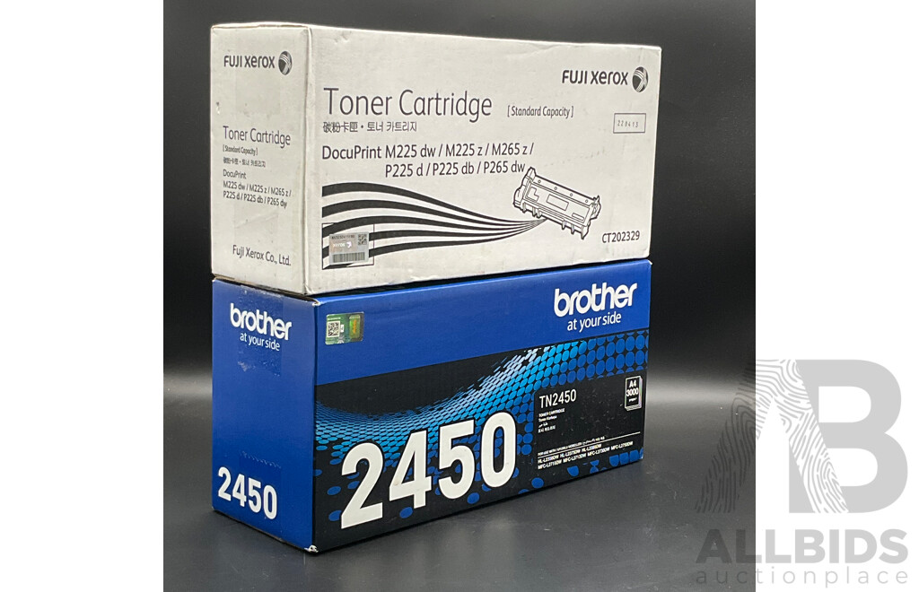 BROTHER (2450) Black & FUJI XEROX (CT202329) Toner Cartridge - Lot of 2