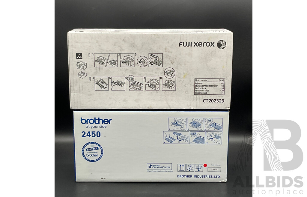BROTHER (2450) Black & FUJI XEROX (CT202329) Toner Cartridge - Lot of 2