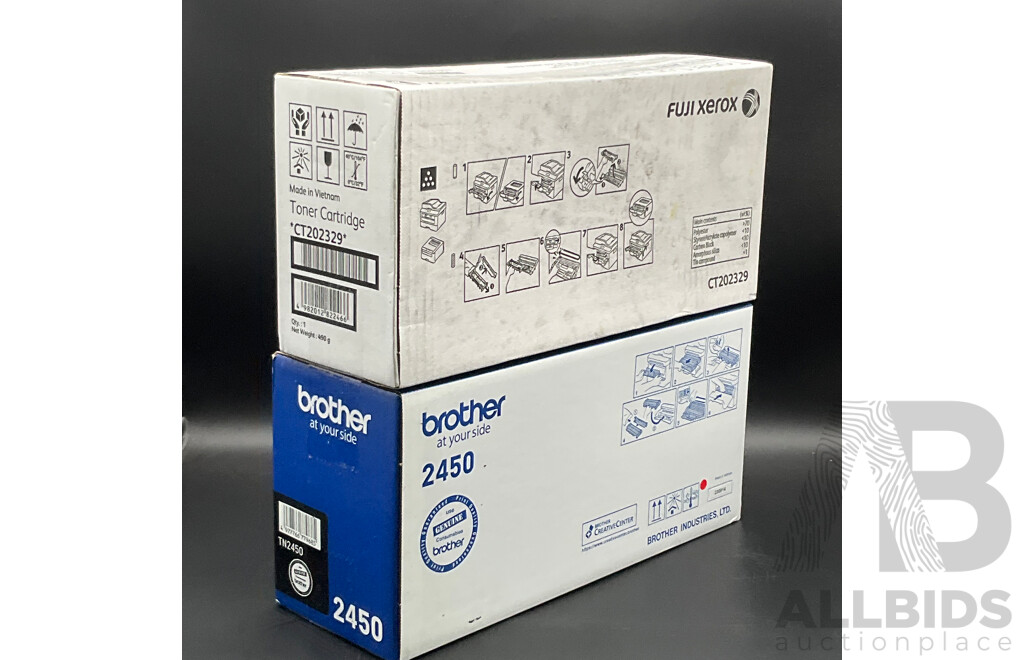 BROTHER (2450) Black & FUJI XEROX (CT202329) Toner Cartridge - Lot of 2