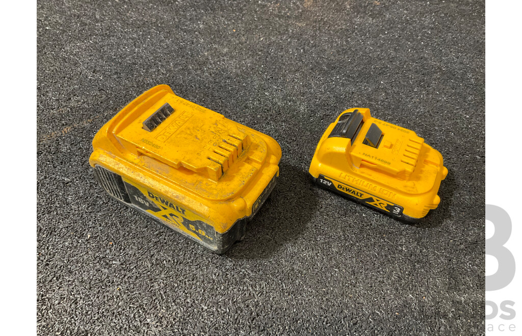 DeWalt XR 18V 5.0Ah Battery and 12V 3.0Ah Battery - Lot of 2