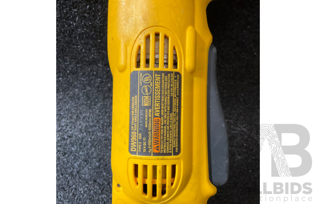DEWALT (DC410) 18V Cut Off Tool, DEWALT (DW960) 18V Right Angle Drill Driver