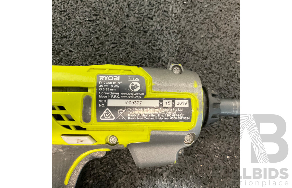 RYOBI 18V One+ (R18DD3-0) Compact Drill Driver, RYOBI (R4SDC) 4v LITHIUM -iON Screwdriver Including 4.0Ah Battery