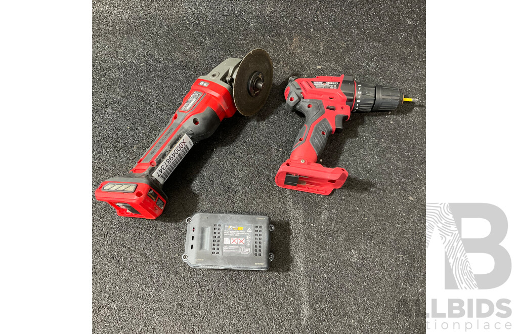 OZITO PXC 18V (PXBVAGS-125) Brushless Angle Grinder, WORKZONE TITANIUM+ (TI60102) Cordless Drill Including 2.0Ah Battery