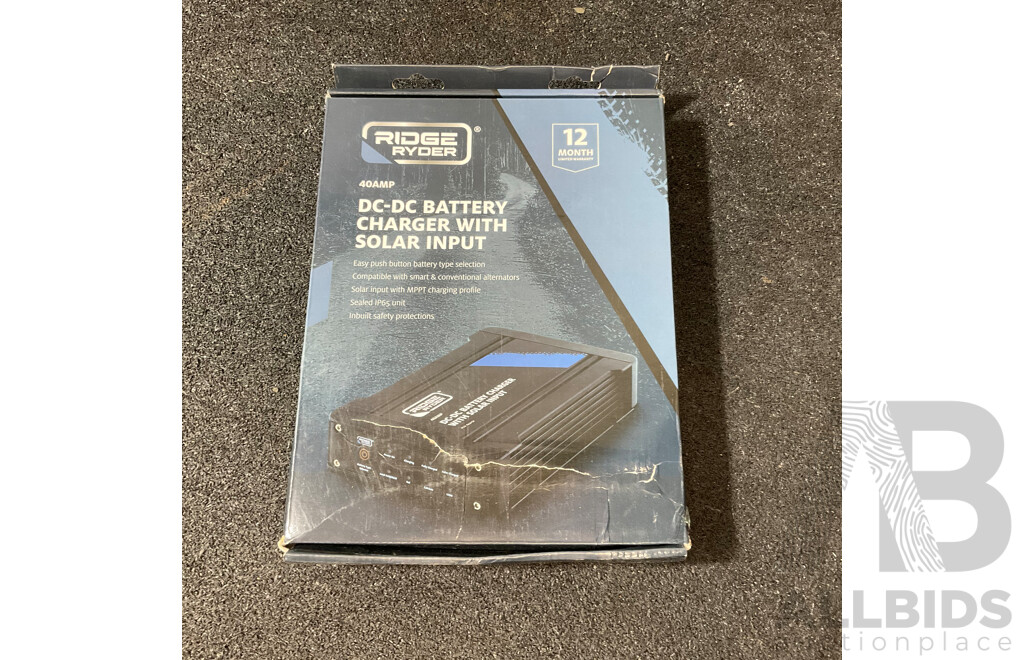 RIDGE  RYDER 40 Amp DC-DC Battery Charger (Solar Capable), DREMEL 8220 Rotary Tool Including Items
