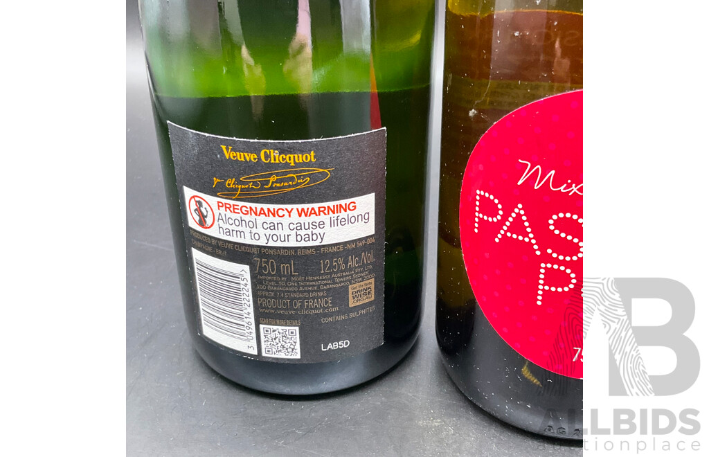 Veuve Clicquot Brut Champagne 750ml, PASSION POP Mixed Berry Sparkling Wine 750ml - Lot of 2