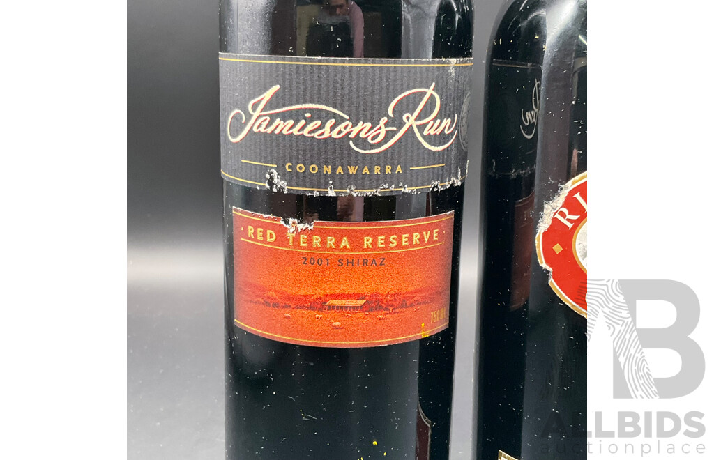 Jamiesons Run 2001 Shiraz 750ml, Richmond Grove 1996 Cabernet Sauvignon 750ml & Wyndham Estate 2003 Merlot 750ml - Lot of 3