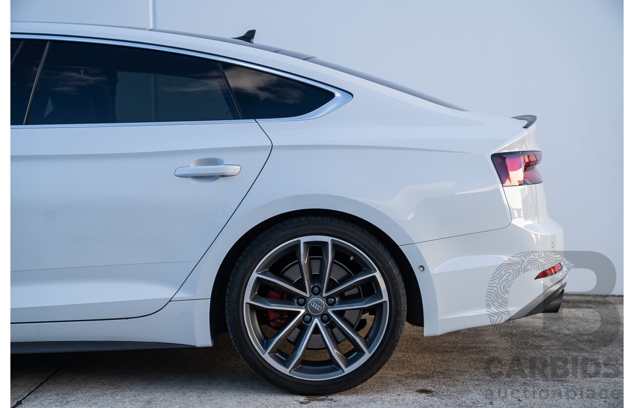 06/2018 Audi S5 Sportback Quattro (AWD) F5 MY18 4d Sedan Glacier White Turbo 3.0L