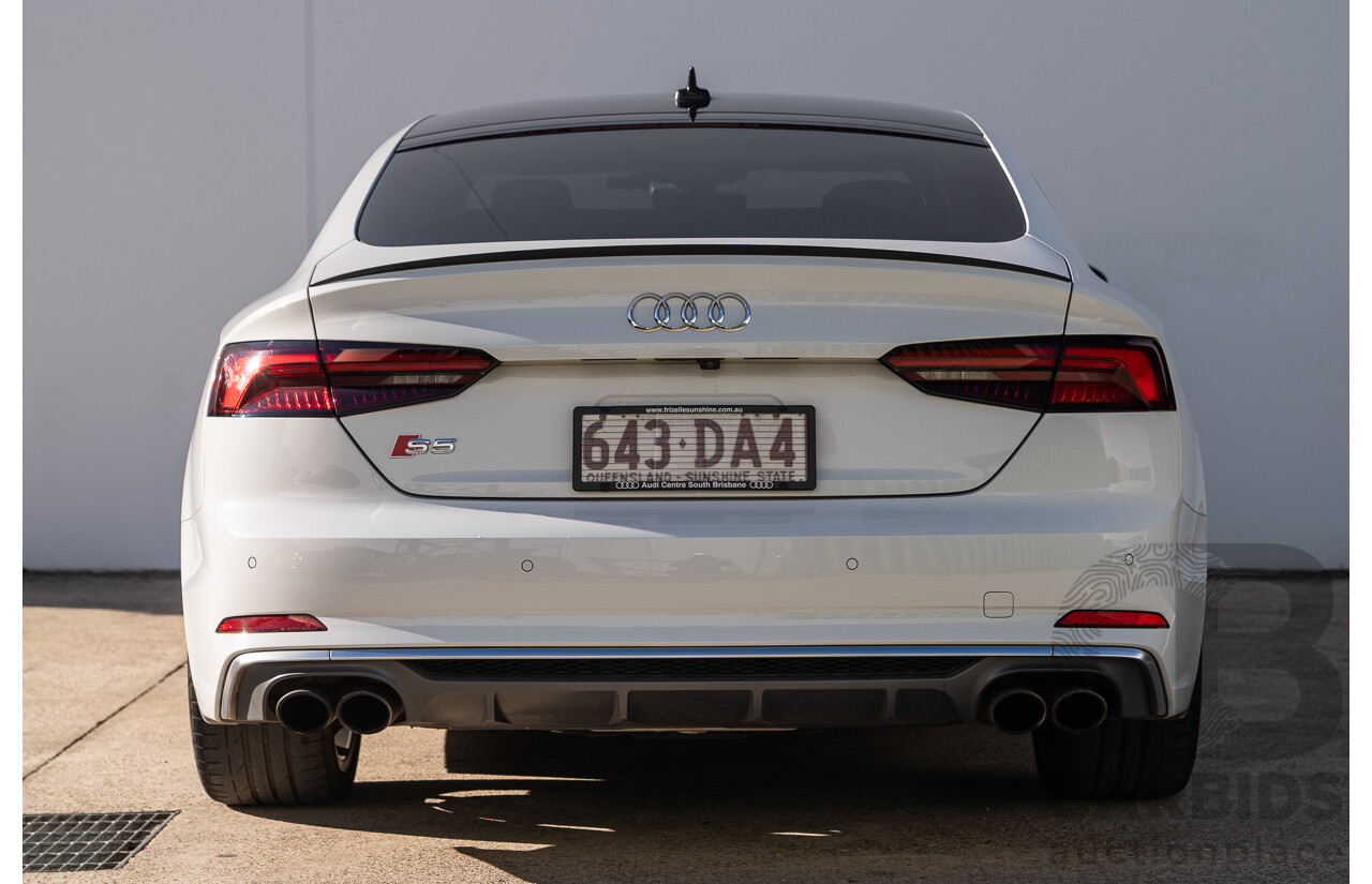 06/2018 Audi S5 Sportback Quattro (AWD) F5 MY18 4d Sedan Glacier White Turbo 3.0L