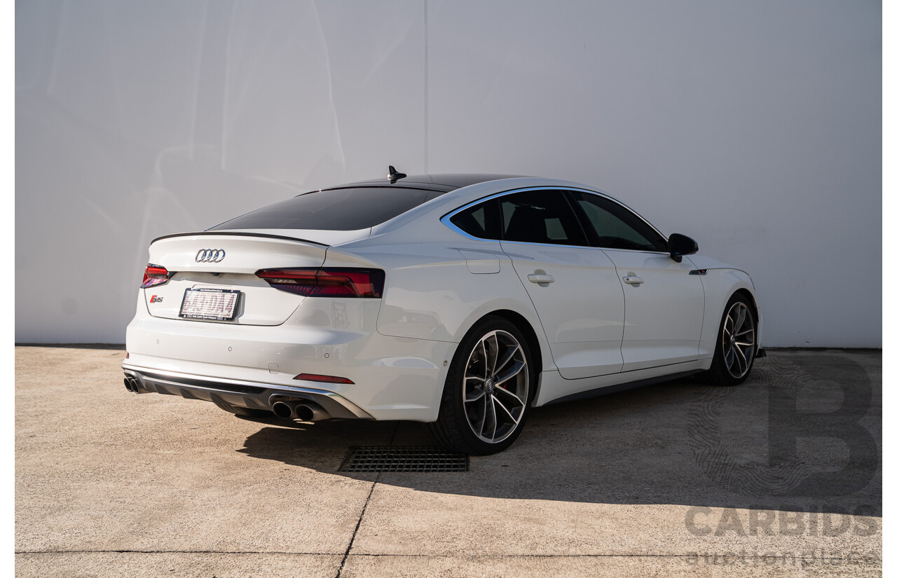 06/2018 Audi S5 Sportback Quattro (AWD) F5 MY18 4d Sedan Glacier White Turbo 3.0L