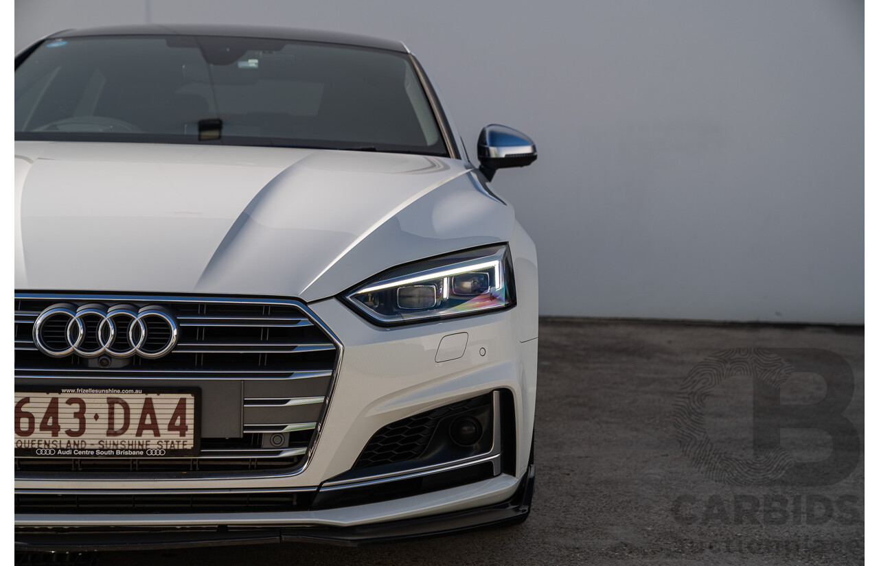 06/2018 Audi S5 Sportback Quattro (AWD) F5 MY18 4d Sedan Glacier White Turbo 3.0L