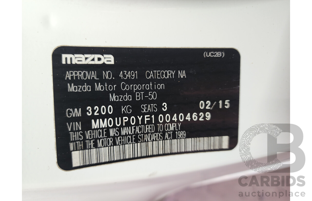 02/2015 Mazda Bt50 XT (4x2) MY13 C/Chas White 3.2L
