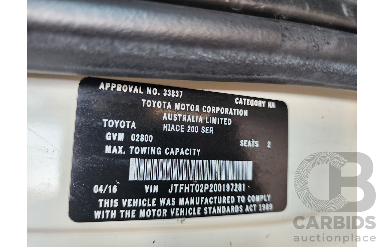 04/2016 Toyota Hiace LWB KDH201R MY15 4d Van White 3.0L