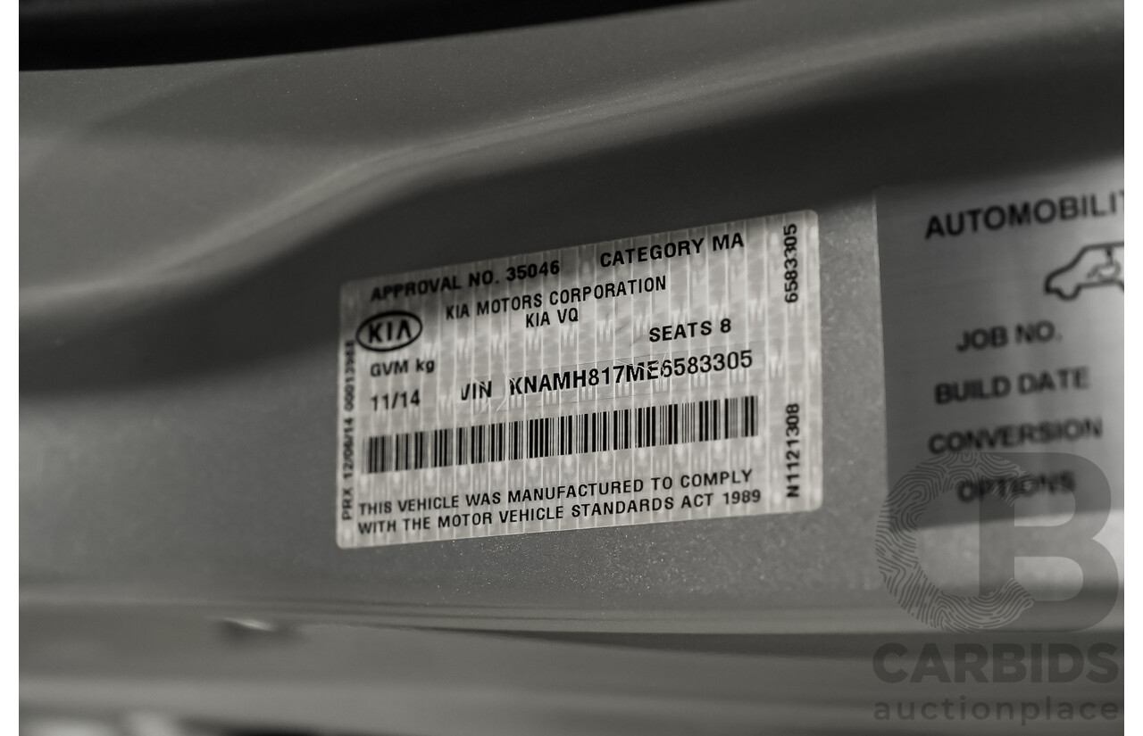11/2014 Kia Grand Carnival S VQ MY14 Titanium Silver 3.5L - Engineered