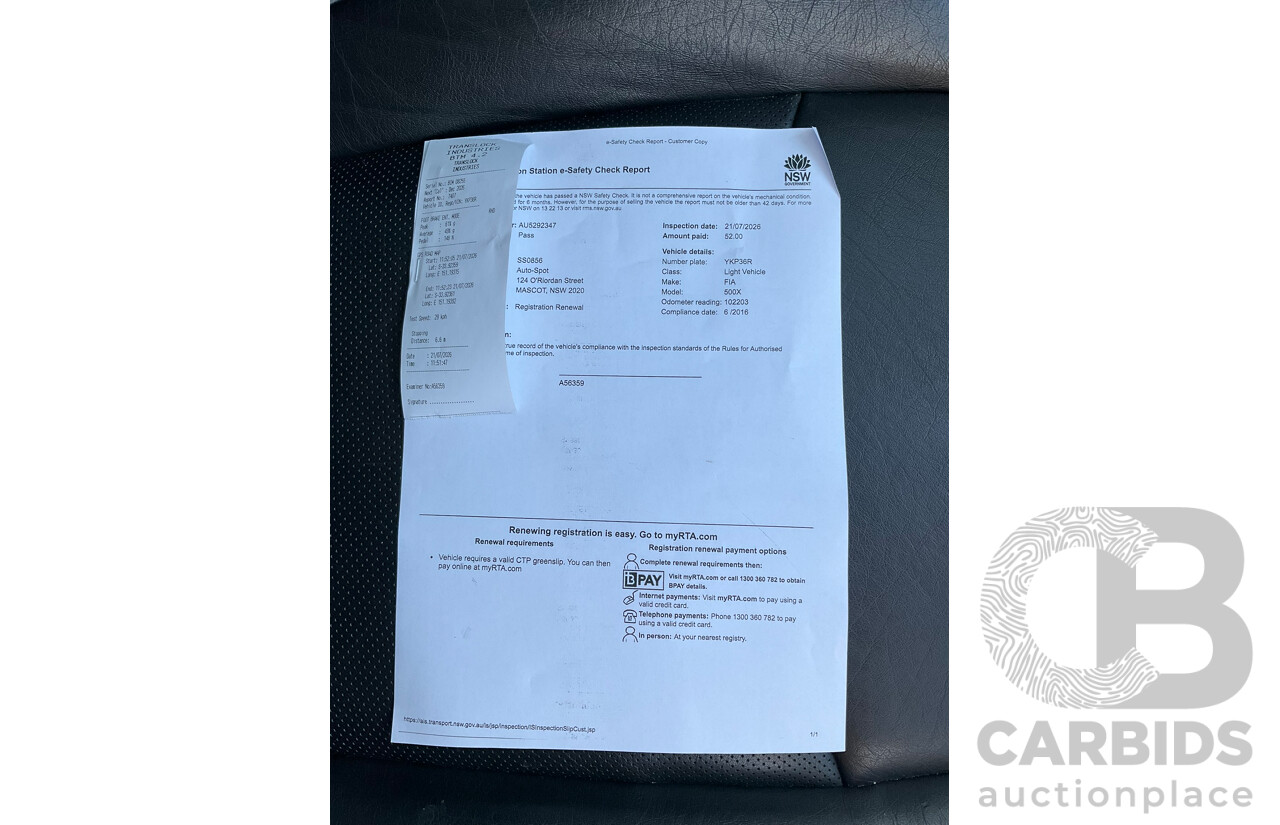 06/2016 Fiat 500X Cross Plus (AWD) 4D Wagon Ambient White Turbo 1.4L