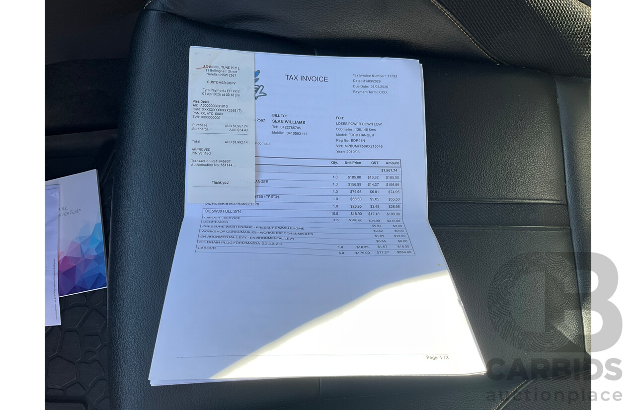 03/2019 Ford Ranger Wildtrak (4x4) PX MKIII MY19 Double Cab P/Up White Turbo Diesel 3.2L