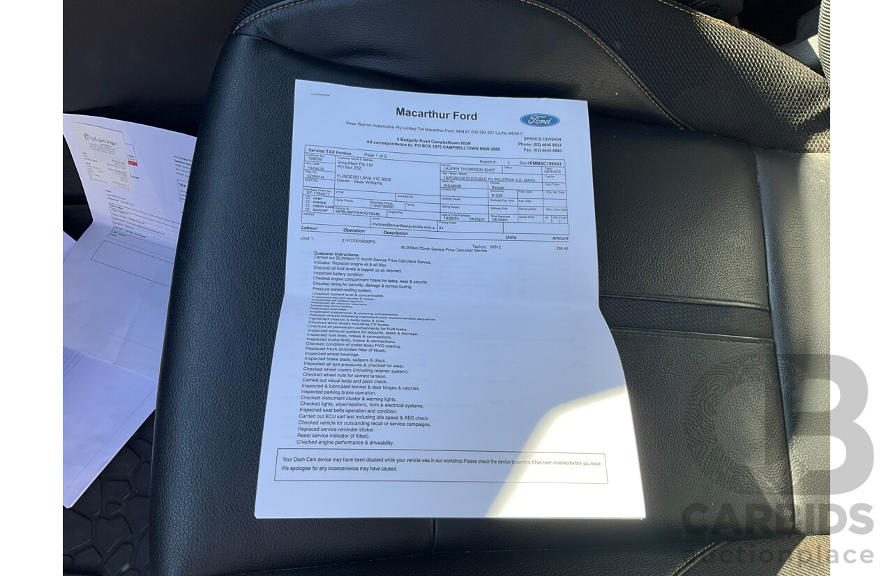 03/2019 Ford Ranger Wildtrak (4x4) PX MKIII MY19 Double Cab P/Up White Turbo Diesel 3.2L