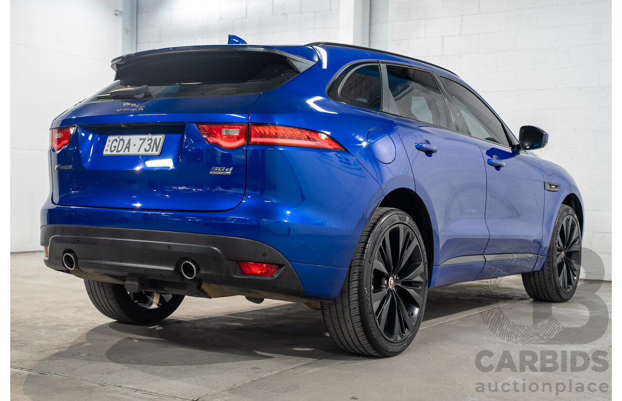 01/2018 Jaguar F-Pace 30d R-Sport (AWD) MY18 4D Wagon Caesium Blue Turbo Diesel 3.0L