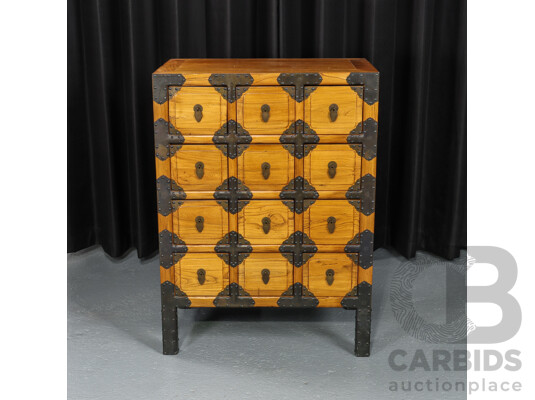 Vintage Chinese Elm Medicine Cabinet