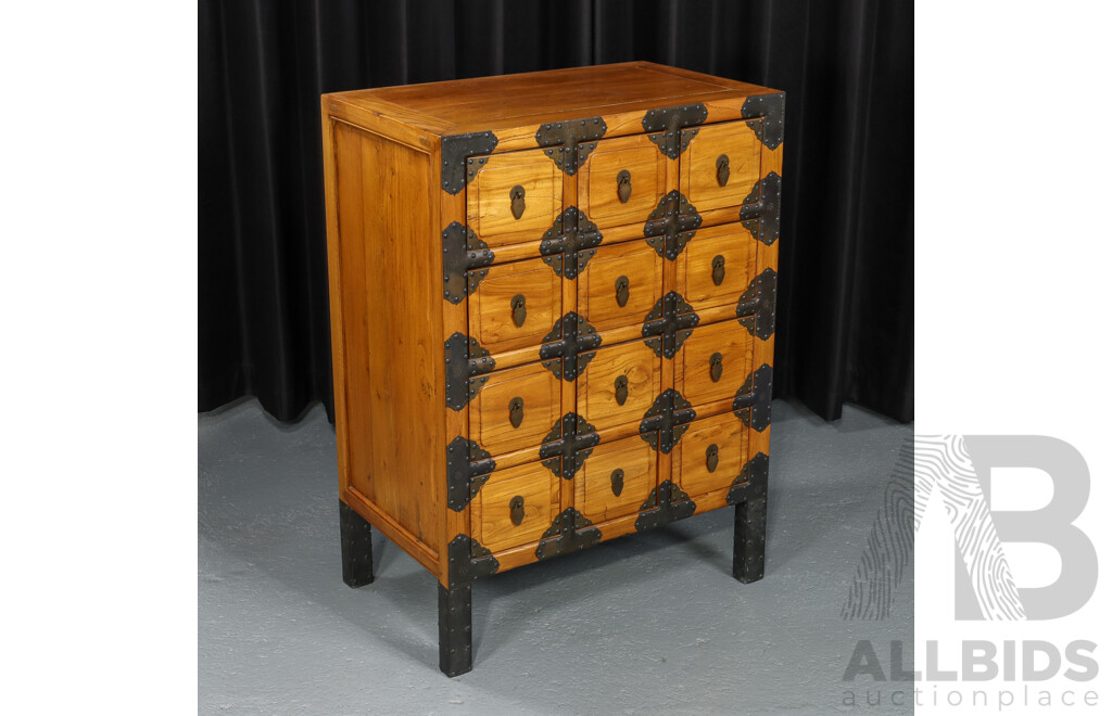 Vintage Chinese Elm Medicine Cabinet