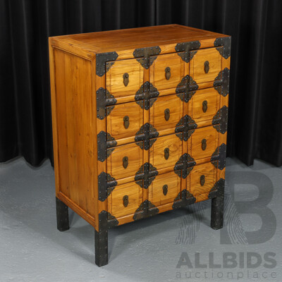Vintage Chinese Elm Medicine Cabinet