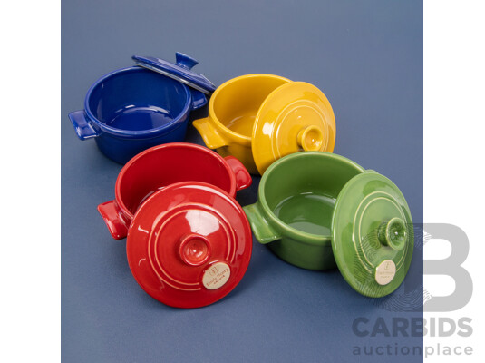 Good Set of Glazed Ceramic Ramekins by Emile Henry, France