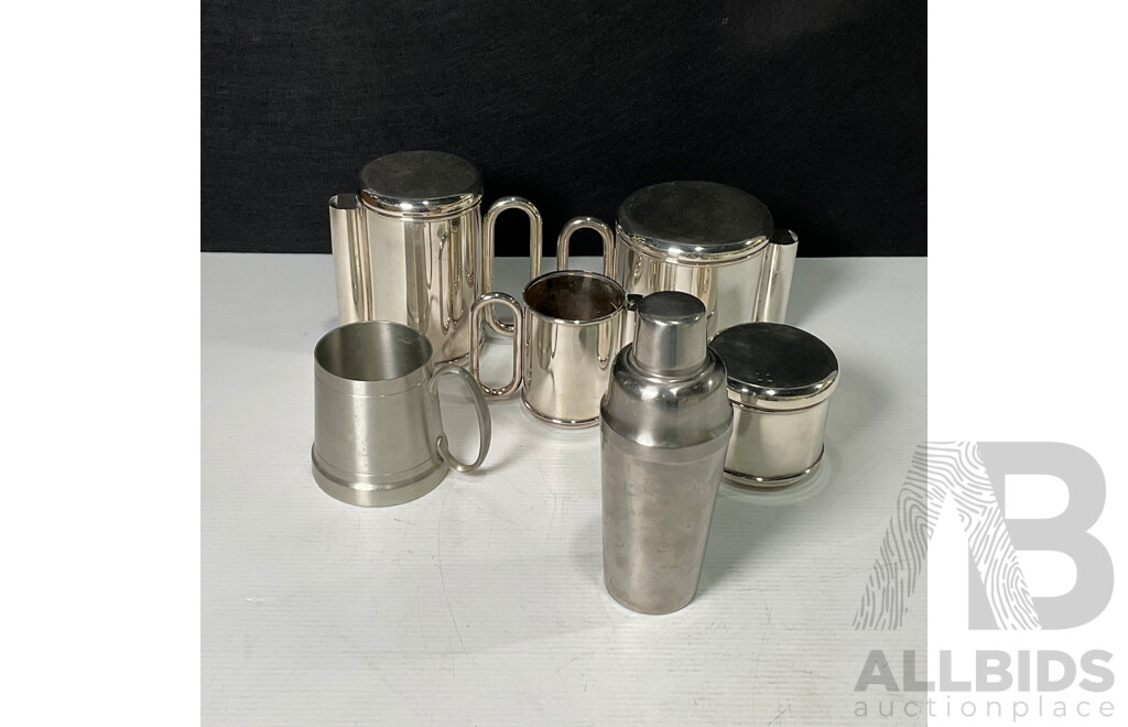 Collection of Metal Kitchenware Including Brands Pewter and Cassetti