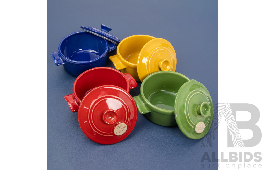 Good Set of Glazed Ceramic Ramekins by Emile Henry, France