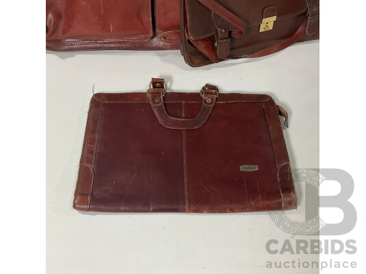 Set of Three Vintage Leather Briefcases