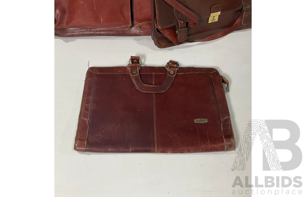 Set of Three Vintage Leather Briefcases