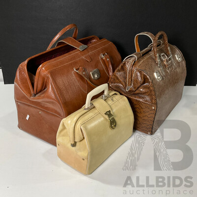Set of Three Vintage Doctor Bags