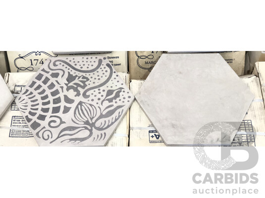 Terra Floreale Hexagon Matte 216mm X 250mm Italian Wall & Floor Tiles - 12.95m2 - Brand New - ORP $1942.50