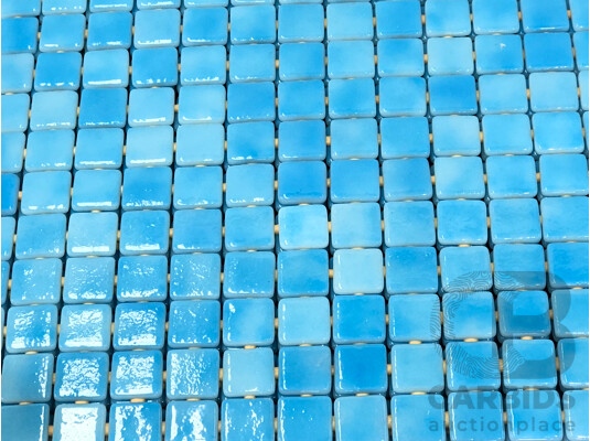 Ezarri Blue Mosaic Gloss 330mm X 330mm Spanish Glass Wall/Floor Tiles - 11.76m2 - Brand New - ORP $882.00