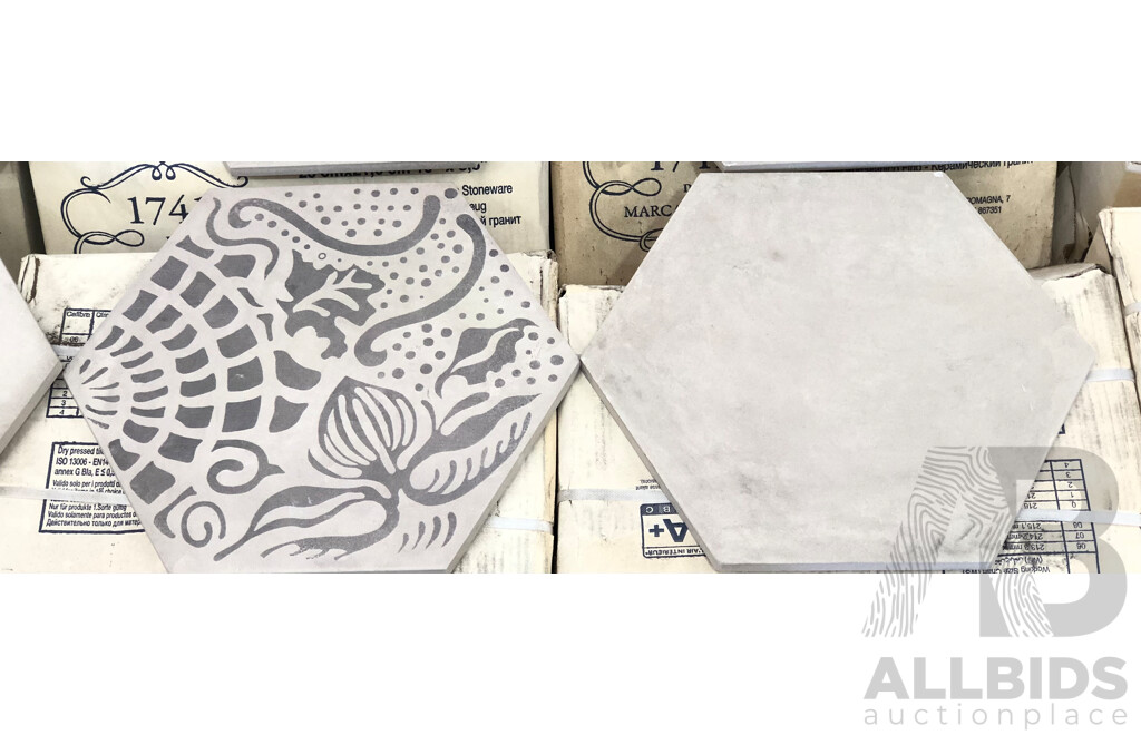 Terra Floreale Hexagon Matte 216mm X 250mm Italian Wall & Floor Tiles - 12.95m2 - Brand New - ORP $1942.50