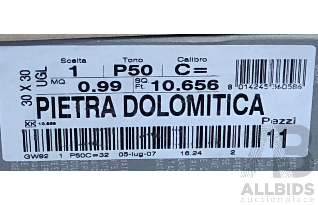 REFFIN Pietra Dolomitcia Textured 300mm X 300mm Italian Wall & Floor Tiles - 11.88m2 - Brand New - ORP $1009.80
