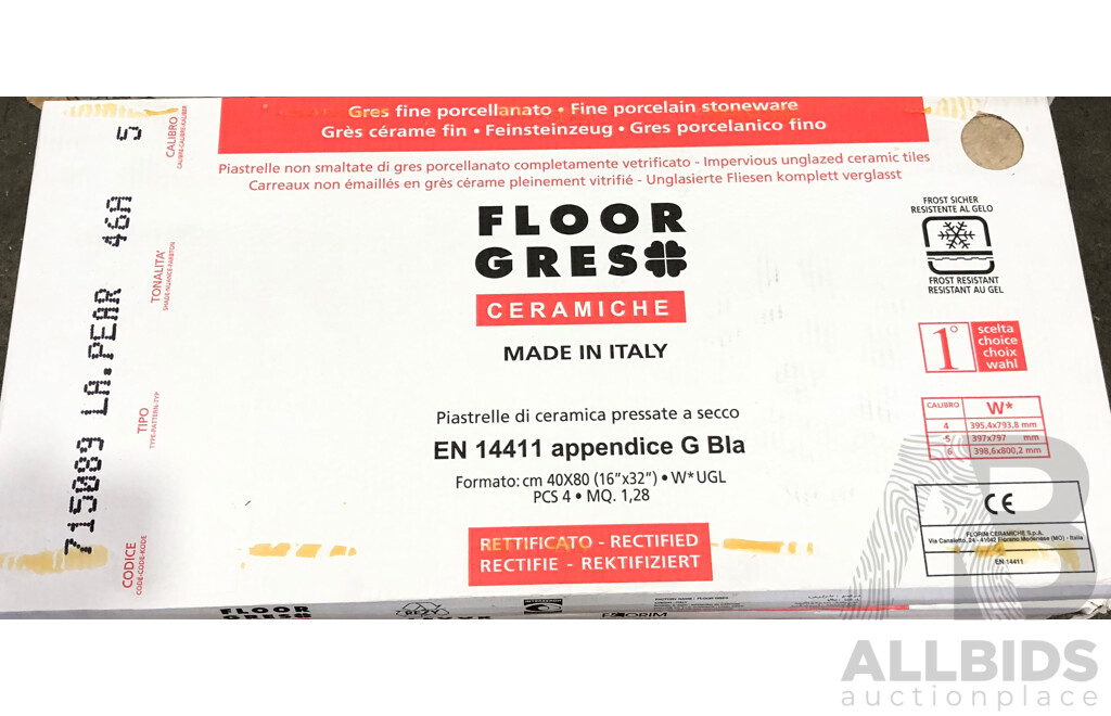 FLOOR GRES La Pear Matt 400mm X 800mm Italian Floor & Wall Tiles - 11.52m2 - Brand New - ORP $$1,094.40