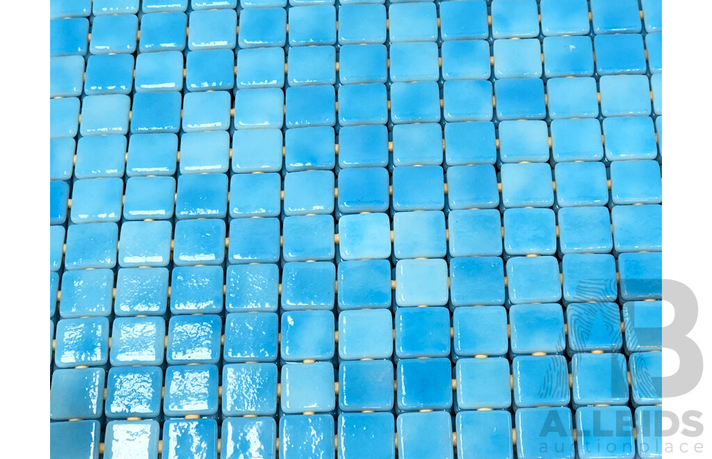 Ezarri Blue Mosaic Gloss 330mm X 330mm Spanish Glass Wall/Floor Tiles - 11.76m2 - Brand New - ORP $882.00
