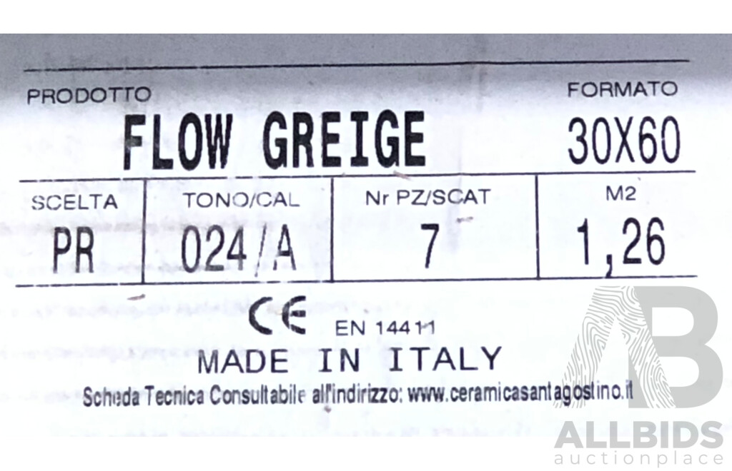 SANTAGOSTINO Flow Greige Matte 300mm X 600mm Italian Floor & Wall Tiles - 11.34m2 - Brand New - ORP $1,077.30