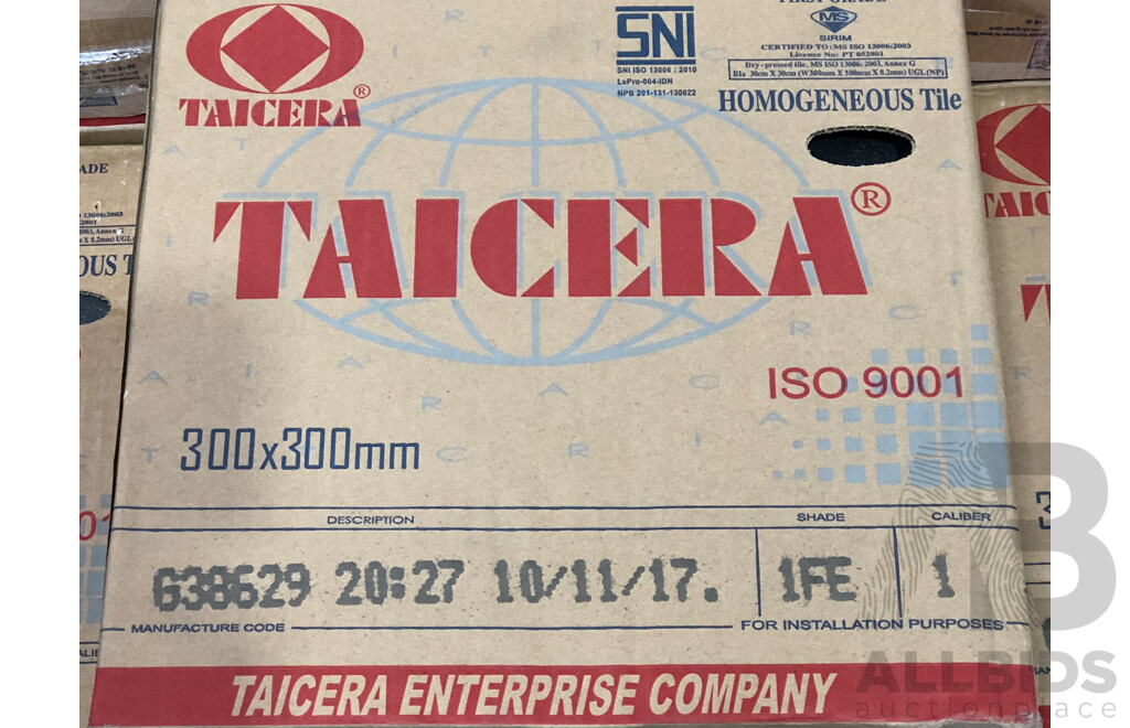 Taicera 638629 Charcoal Matte 300mm X 300mm Porcelain Wall & Floor Tiles - 15.84m2 - Brand New - ORP $1,029.60