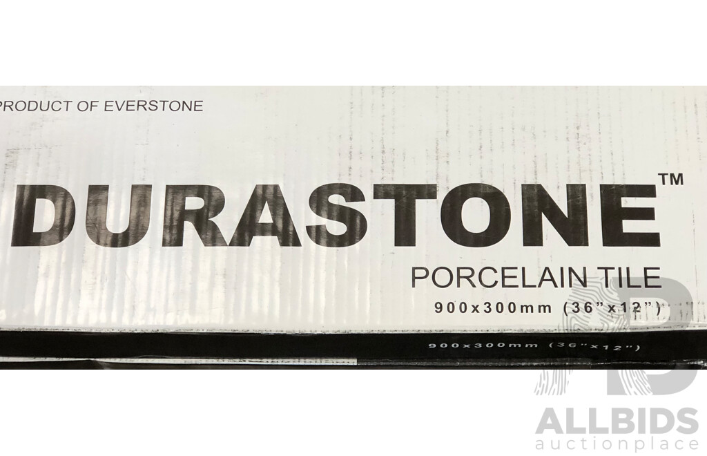 Durastone Ash Grey Polished 300mm X 900mm Porcelain Wall/Floor Tiles - 10.8m2 - Brand New - ORP $702.00