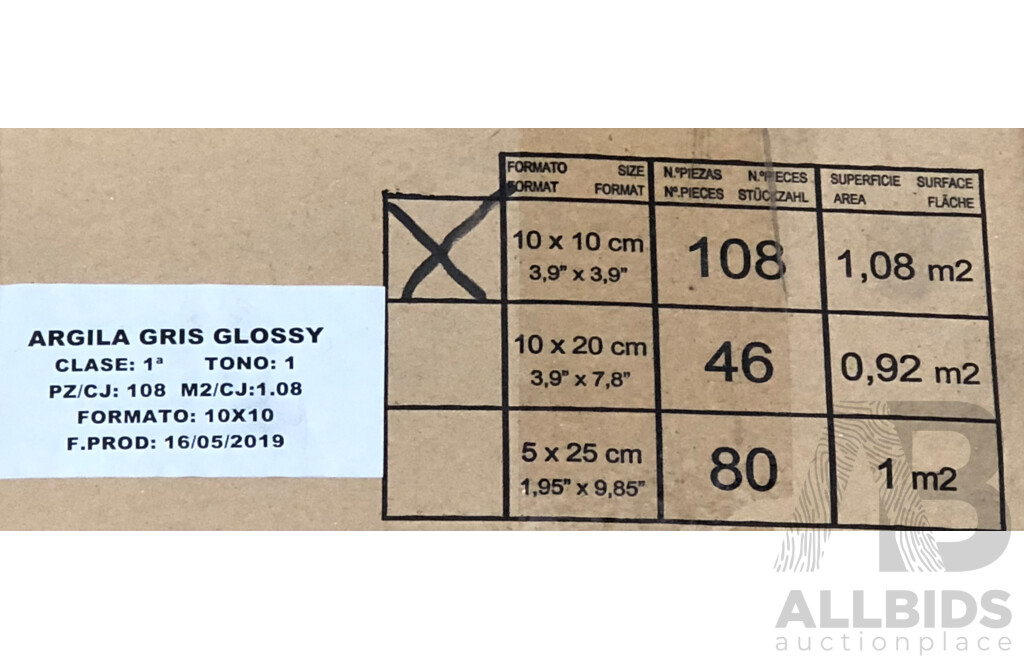 Ceramica Argilla Gris Gloss 100mm X 100mm Spanish Wall Tiles - 16.2m2 - Brand New - ORP $1833.00