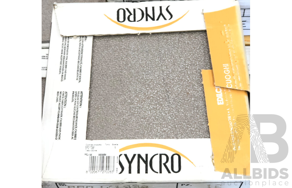 Syncro Project/1330 Textured 300mm X 300mm Italian Porclian Wall & Floor Tiles - 23.76m2 - Brand New - ORP $1782.00