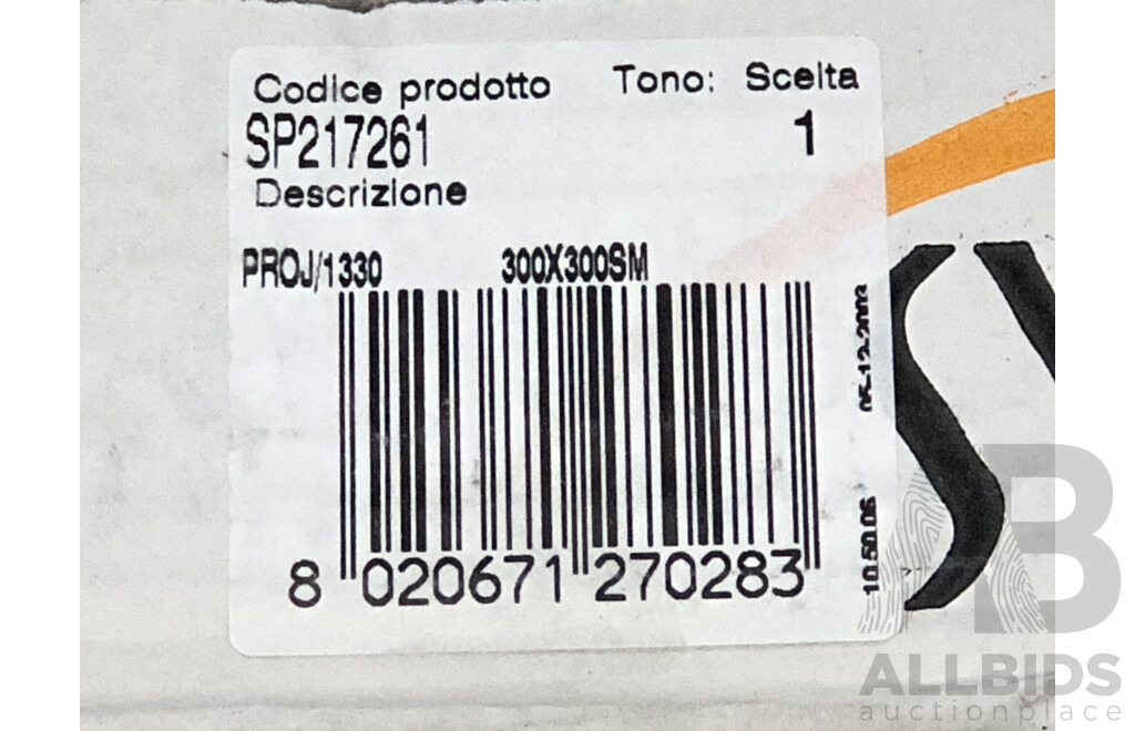 Syncro Project/1330 Textured 300mm X 300mm Italian Porclian Wall & Floor Tiles - 23.76m2 - Brand New - ORP $1782.00