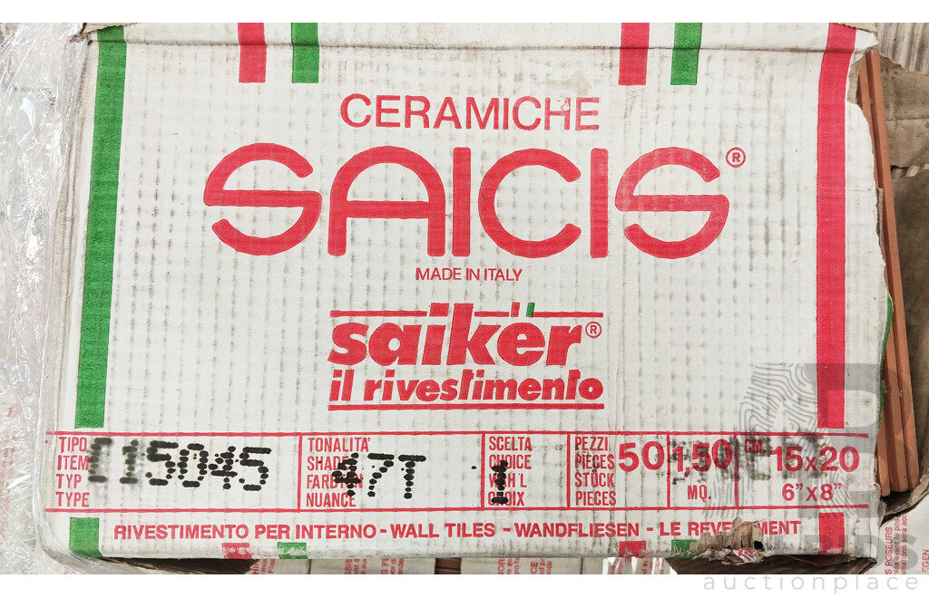 SAICIS (C15045) Gloss ( 150mm X 200mm ) Made in Italy - Ceramic Wall Only Tile - 19.5m2 - Brand New - ORP $1,267.50