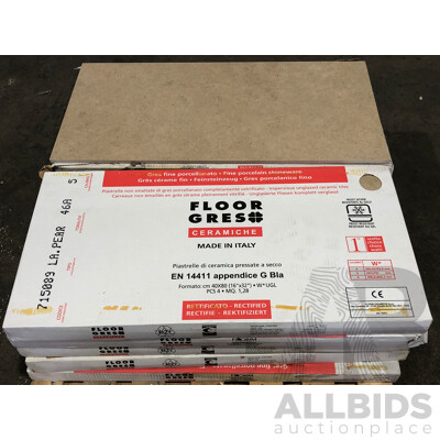 FLOOR GRES La Pear Matt 400mm X 800mm Italian Floor & Wall Tiles - 11.52m2 - Brand New - ORP $$1,094.40