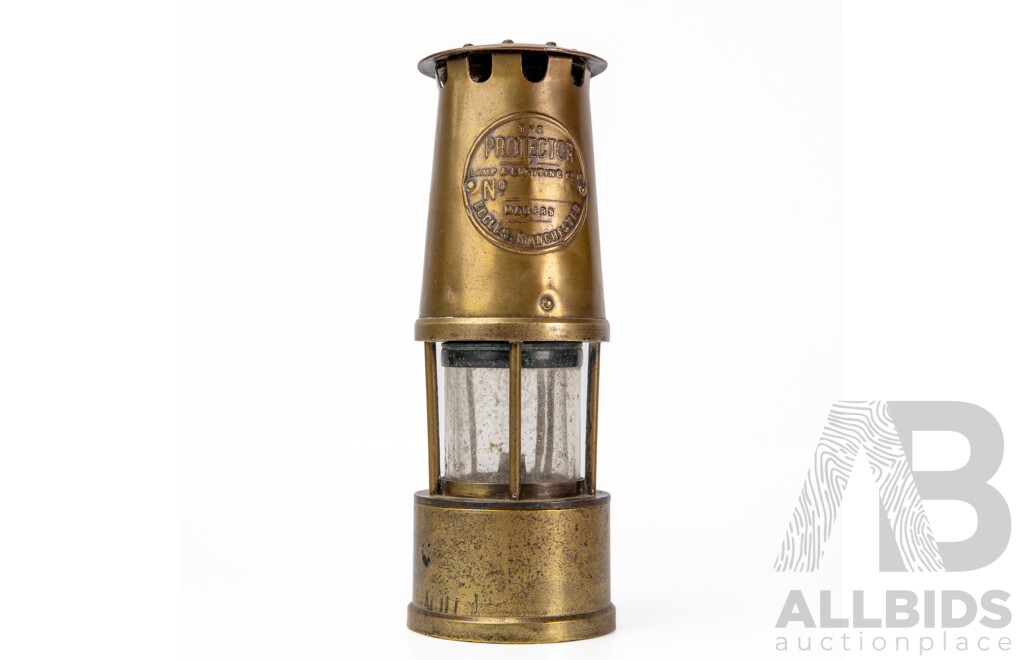 Vintage Brass Miners Lamp by the Protector Lighting Co