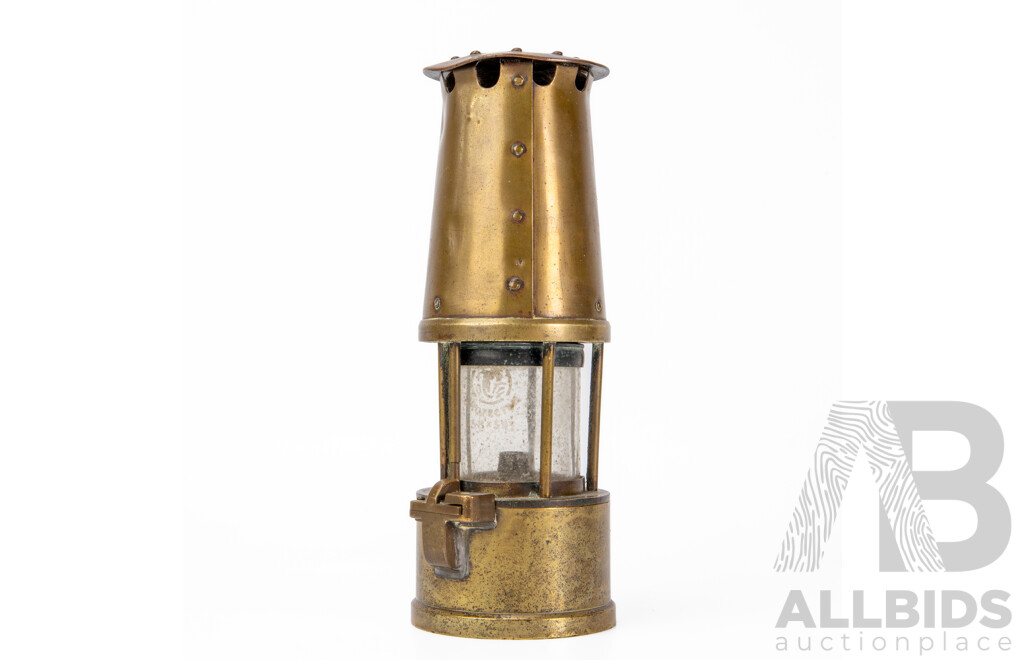 Vintage Brass Miners Lamp by the Protector Lighting Co