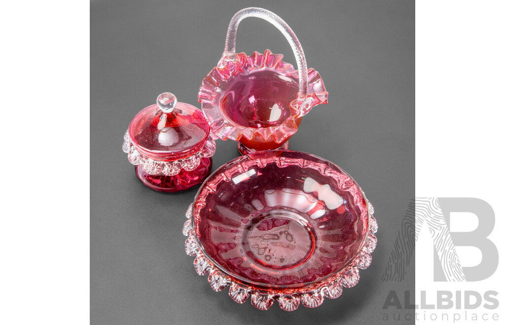 Collection of Vintage Cranberry Glass (3)