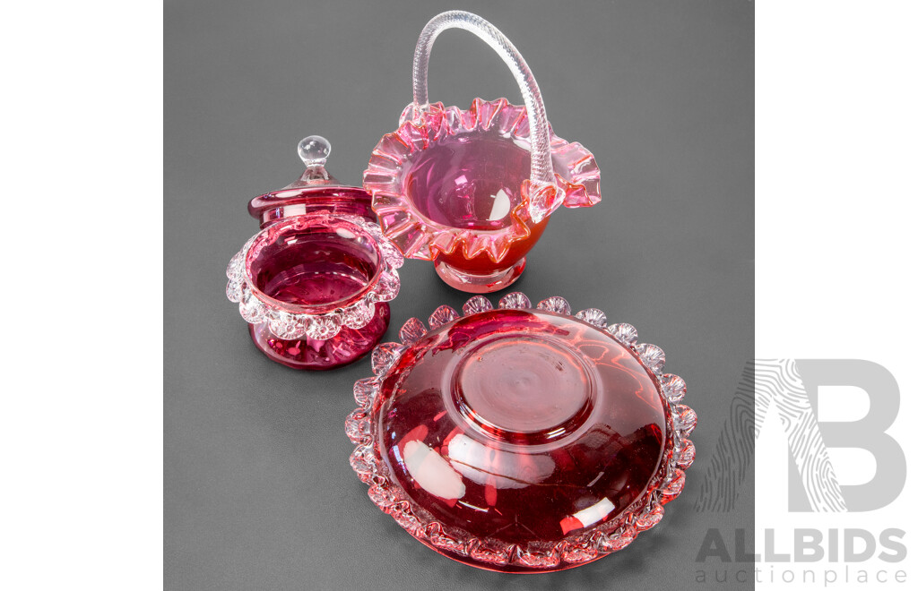 Collection of Vintage Cranberry Glass (3)