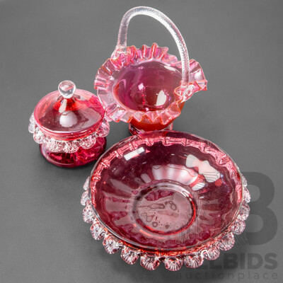 Collection of Vintage Cranberry Glass (3)